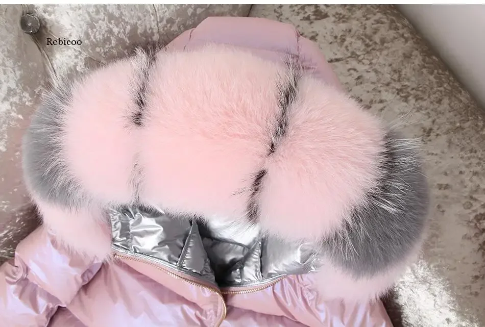 winter Eco-friendly fox fur collar cotton padded down jacket  fake fur coat Regular fashion warm big fur collar women\'s coat
