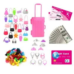 Kawaii 41 itens/lote = 15 bolsas + 10 sapatos + 1 faixa 15 miniatura boneca acessórios para barbie diy fingir jogar crianças jogo