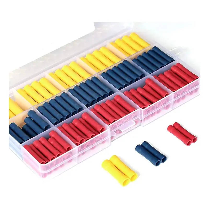 

Apr.200 Pcs Butt Splice Crimp Connectors Kit, 10-22 AWG Wire Crimps Connector Red Blue Yellow Terminal Kits