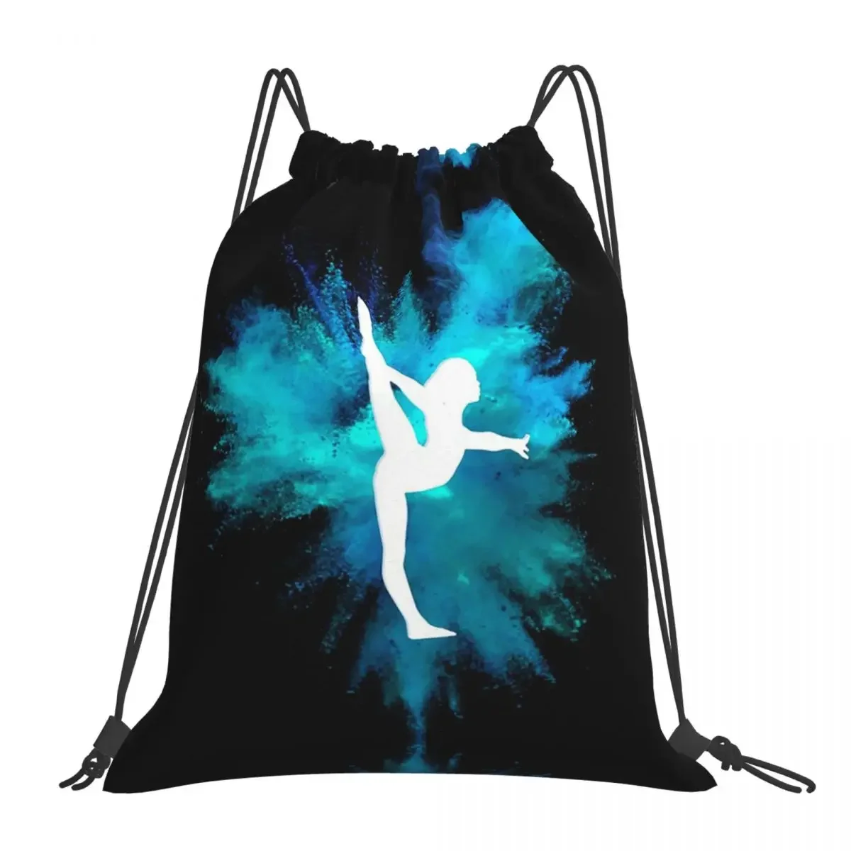 

Gymnast Silhouette - Blue Explosion Backpacks Drawstring Bags Drawstring Bundle Pocket Shoes Bag BookBag For Travel School