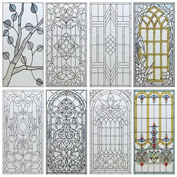 Window Film Frosted Stained Glass Films Church Static Cling Privacy Films Door Sticker Kitchen Office Home Decor Customized