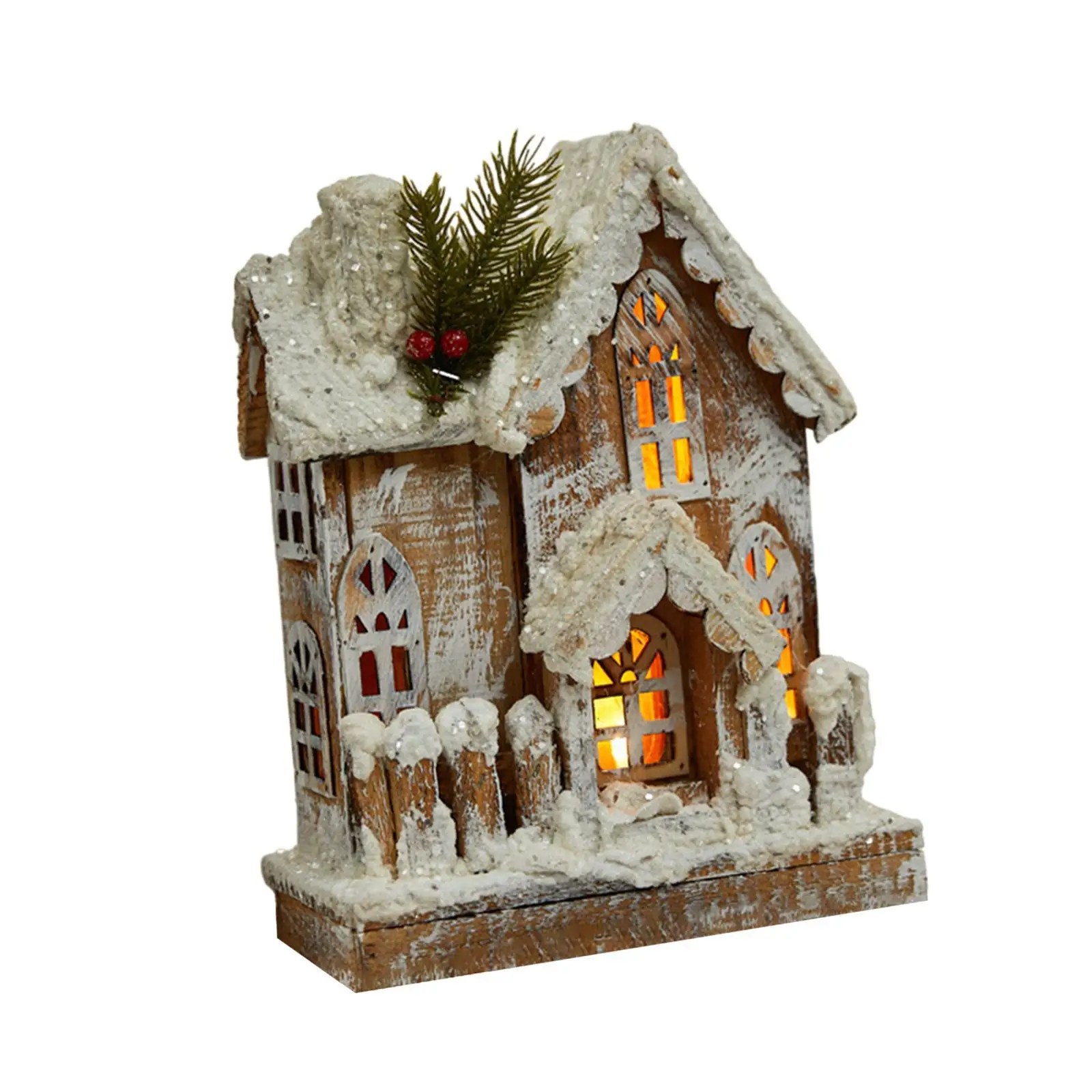 Christmas Village House Miniature Christmas Decoration Birthday Gift with Warm Light Christmas Village Scene for Holiday Indoor