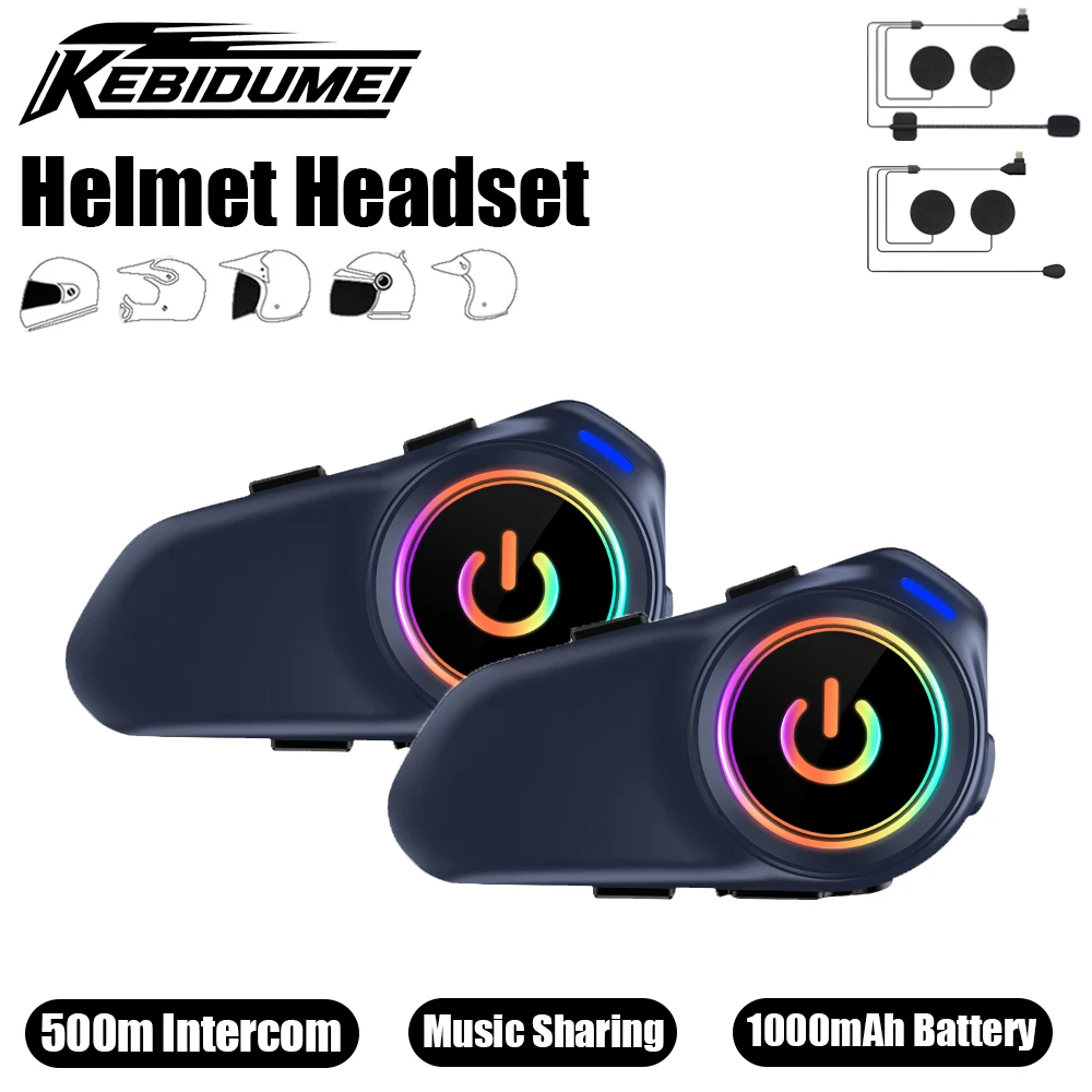 

KEMIDUMEI G1 Helmet Headset 500M Motorcycle Intercom Interphone Music Sharging Bluetooth Speaker BT5.3 Wireless Moto Accessories