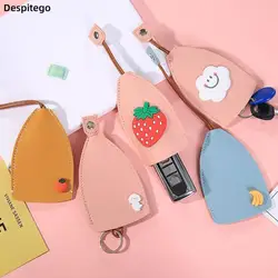 LLavero de cuero PU con dibujos de frutas y fresas, cartera para llaves de coche, funda para llaves de puerta