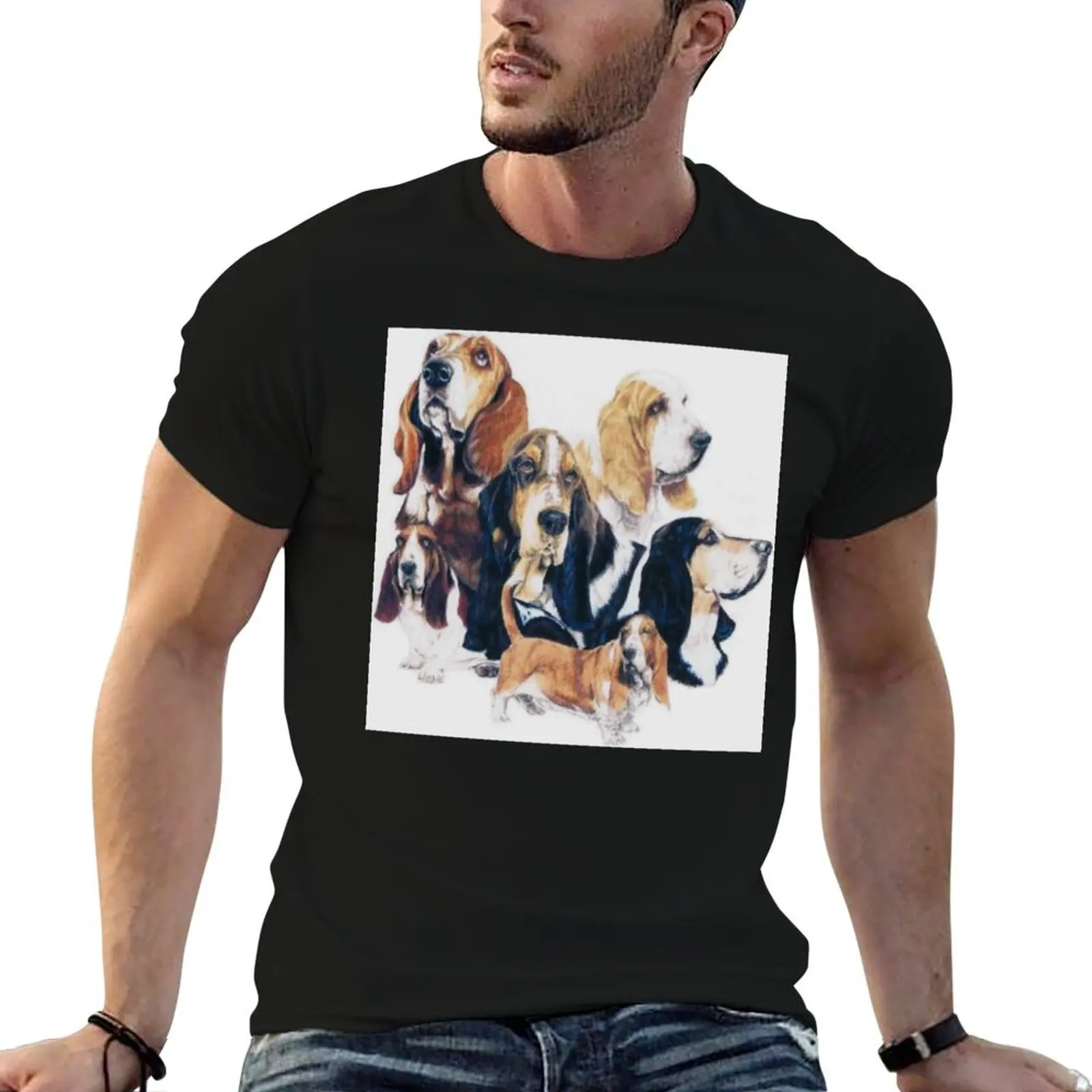 Basset Hound Montage T-Shirt Street Fashion Casual Tee Shirt