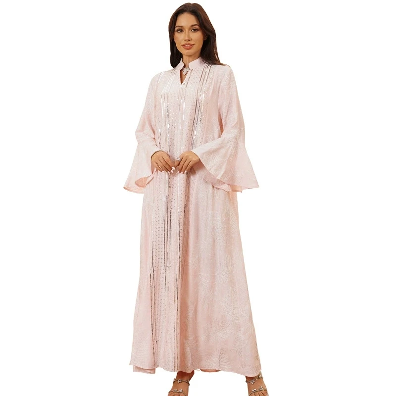 Túnica musulmana para mujer, moda de lujo de Oriente Medio, vestido largo bordado con cuentas elegantes de Dubái, vestido islámico de Arabia Saudita