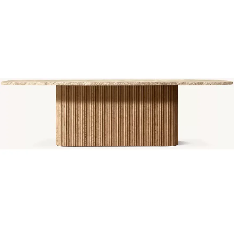 xx-Modern Luxury Natural Marble Top Wooden Base Customized Color Dining Table for Dining Room^