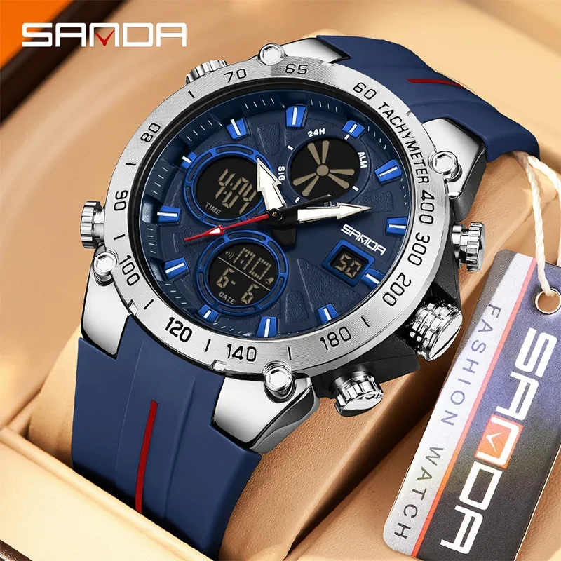 

SANDA New 6262 Electronic Quartz Watches for Man Outdoor Sport Alarm Clock Chronograph 50M Waterproof Calendar Fashion Men Watch