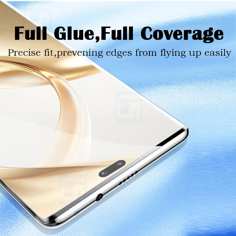 3d Gebogen Vingerafdrukontgrendeling Schermbeschermer Voor Eer 200 100 90 70 60 50 Pro Plus X9b X9a X 40X50 Gt Volledige Lijm Gehard Glas