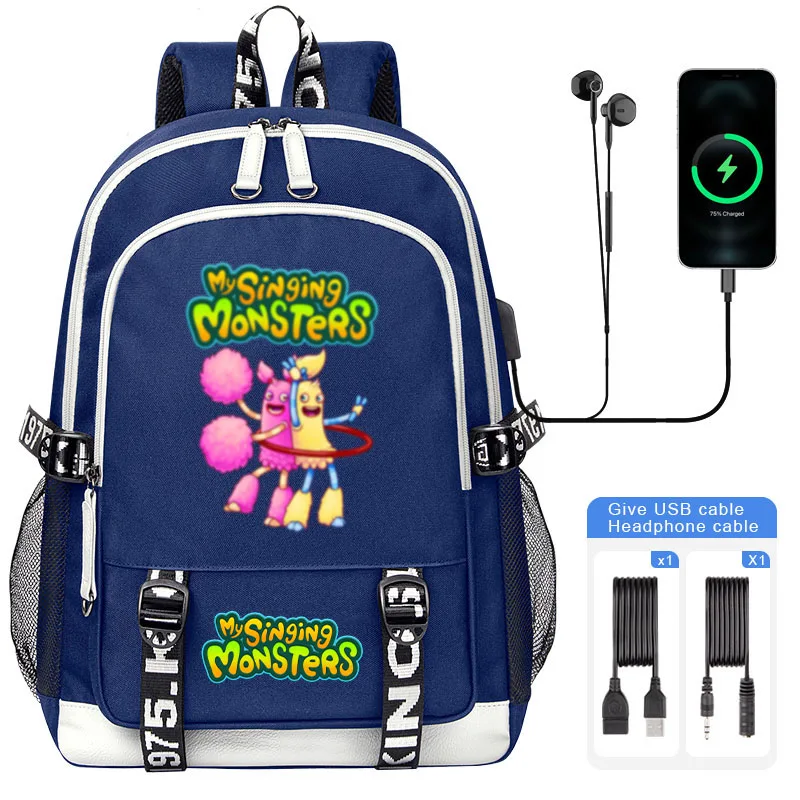 New My Singing Monsters Wubbox Lids Backpack NEW USB Boy School bag Large Capacity Teenage Children Students Schoolbag