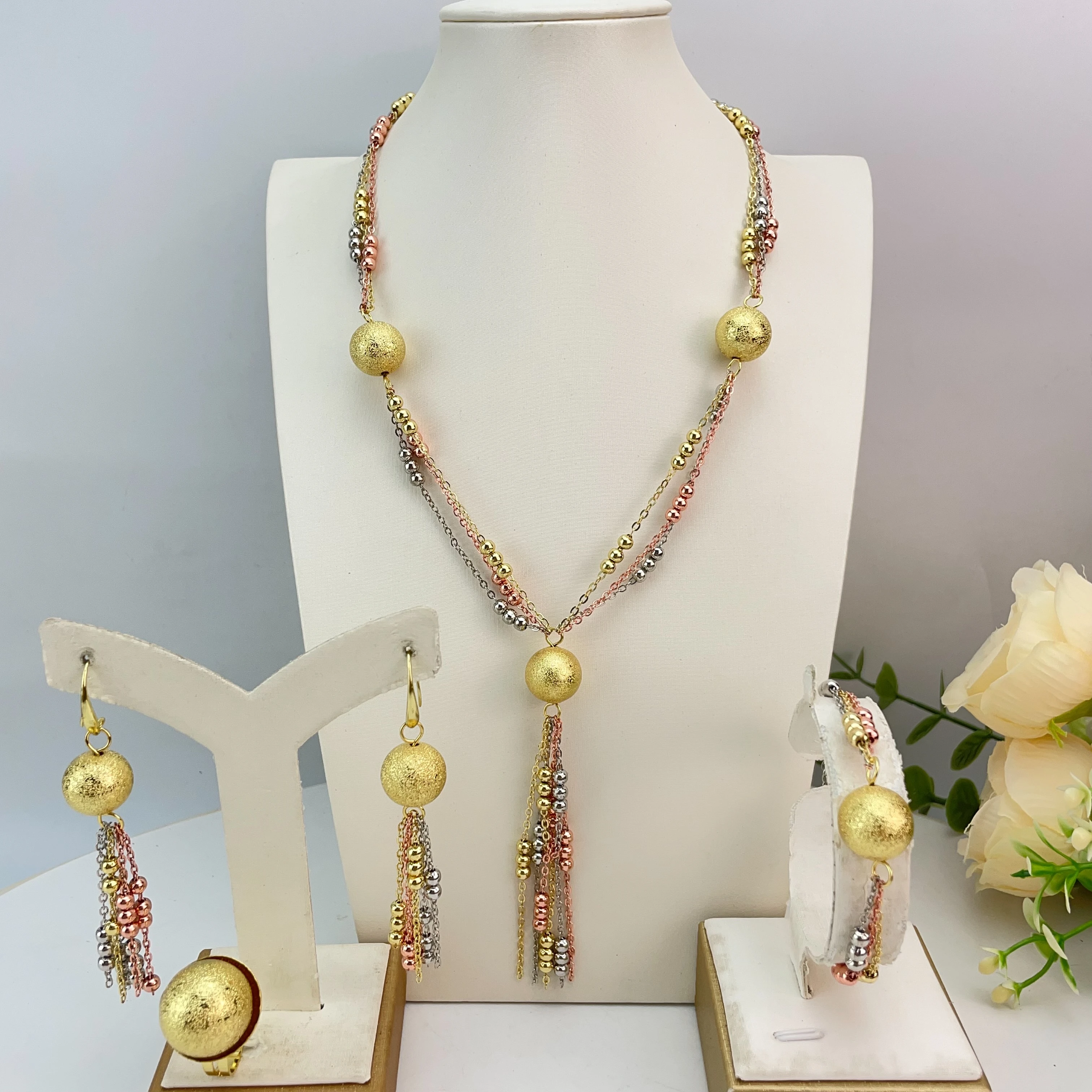 Italian Dubai Simple Style Big Bold Necklace Luxury Quality African Bride Jewelry Set For Women Party Gifts FHK23257