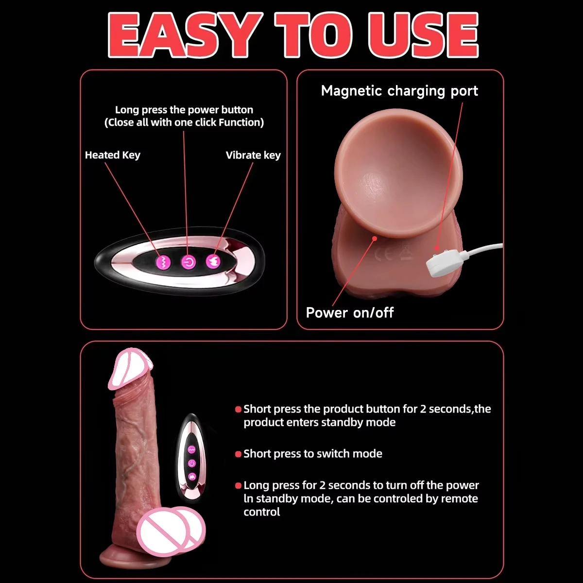 Dildo Vibrator Telescopic electric penis Thrust big cock Huge silicone bick Female Sex toy masturbator The best gift for a lover - view 4