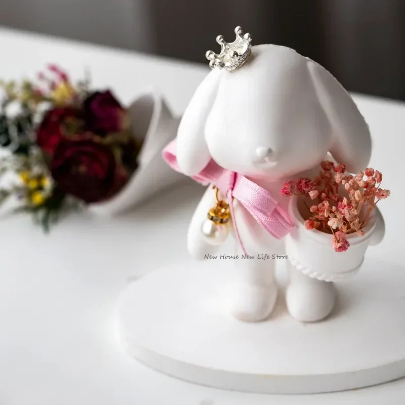 Rabbit Silicone Candle Mold Easter Animal Cute Rabbit Aromatherapy Plaster Soap Resin Mould 3D Crafts Casting Tool