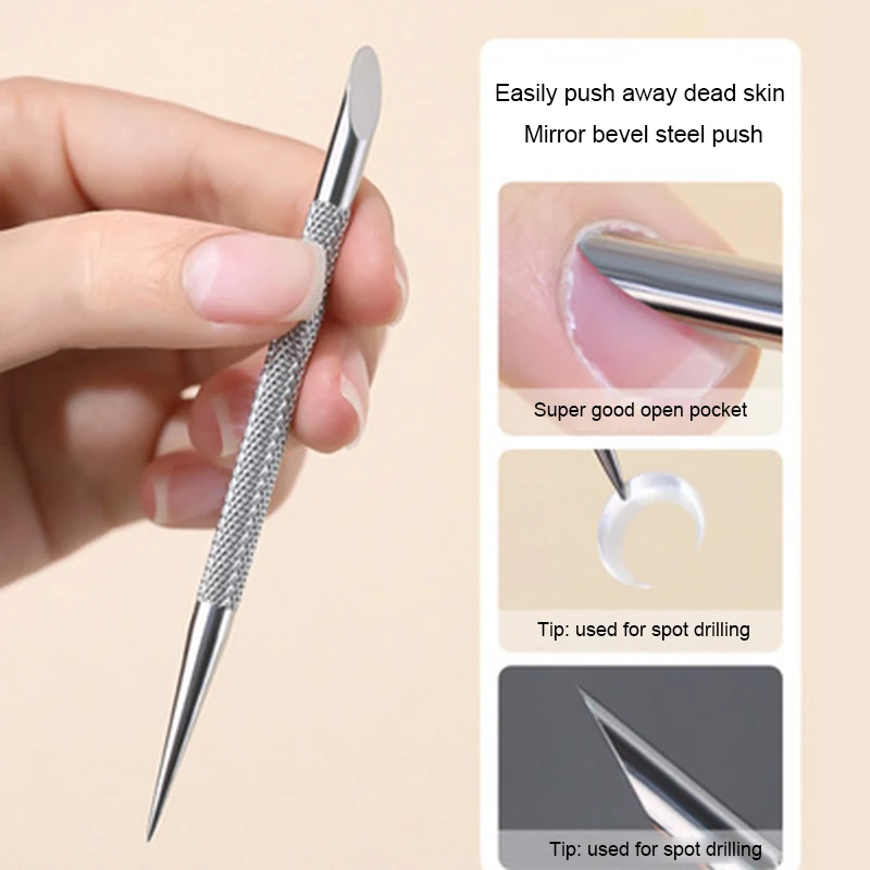 

1pc Double-ended Stainless Steel Cuticle Pusher Nail Manicures Remover Manicure Sticks Tool For Nail Art Makeup