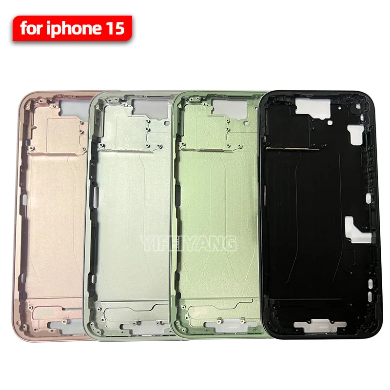 AAA Back Battery Glass Cover With frame Bezel For IPhone 15 15p 15pro 15plus max Rear Housing Replacement