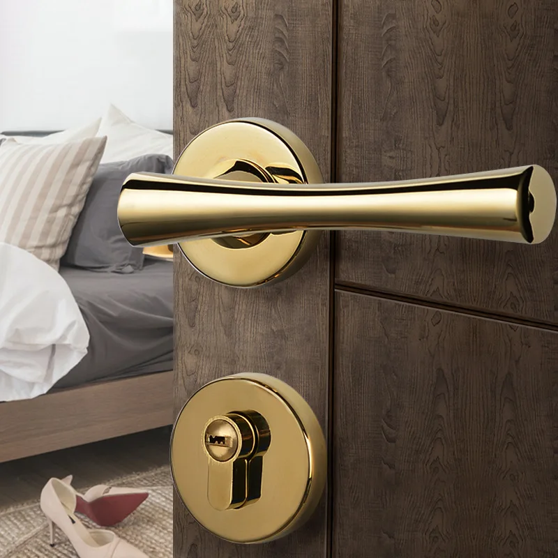 Simple Outdoor Bedroom Door Lock PVD Gold Light Luxury Split Lock Villa Household Pearl Gray Hotel Mute Door Lock