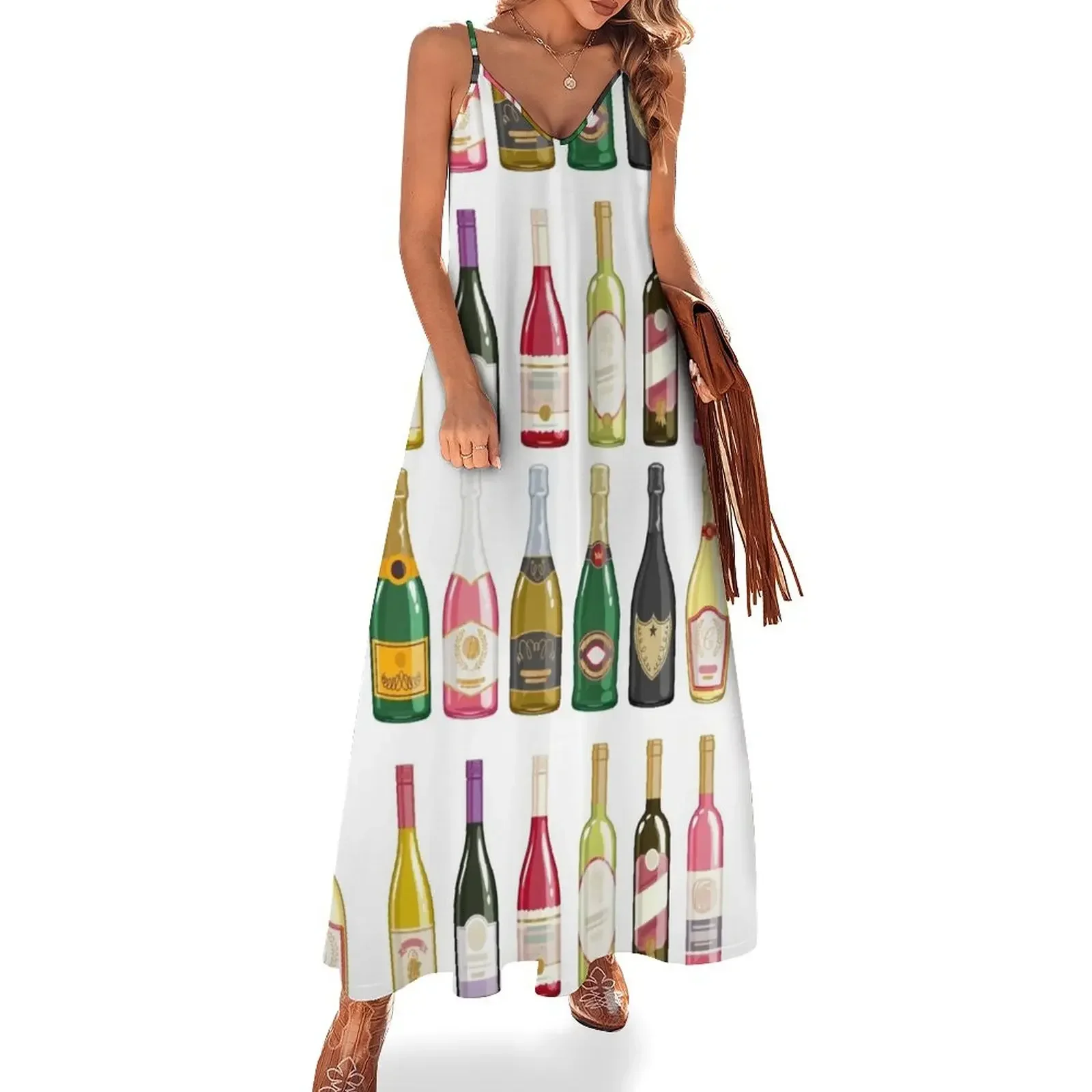 

Wine bottles Sleeveless Dress elegant chic women dresses promotion luxury evening dresses 2024 Summer women's clothing Dress