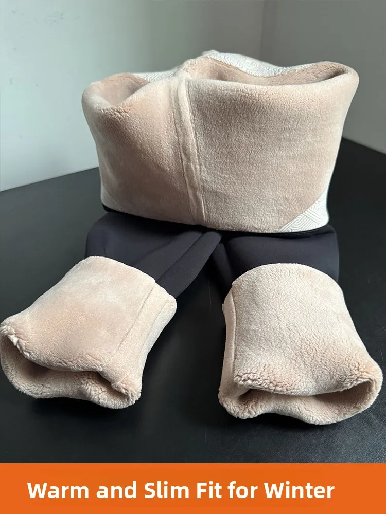 Ultra-Thi Fce Lined ark Skin Yoga Pants High Waist Tummy Control Butt Lifting Warmth Base Layer Pants for Casual Wear