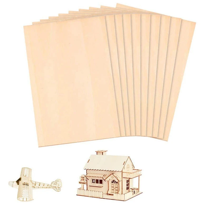 10Pcs House Wooden Crafts Plywood Sheets DIY Decro Wood Chips Balsa Toys Carving Plate Universal For Kids Model Making