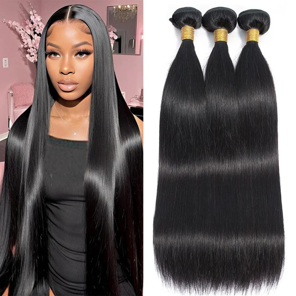 

Прямые бразильские пучки человеческих волос Remy, натуральный цвет, 10 "-40", 100% плетение человеческих волос, 1/3/4 шт., уток волос