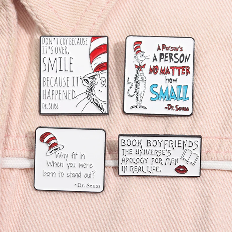 No llorones porque es demasiado, sonríe Bacause se sucaba, alfileres esmaltados de gato cómico, dibujos animados de Sr. Gato, sombrero de copa a rayas, insignias de solapa, joyería