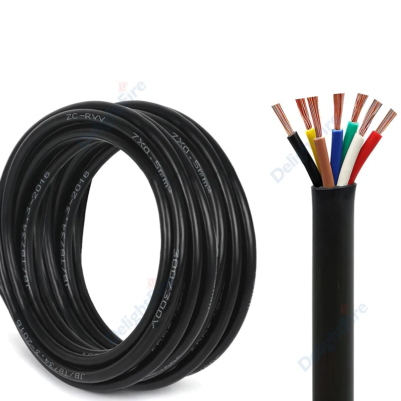 7Core Sheathed Wire Cable 28/26/24/22/20/18AWG Electronic Wire Flexible 12V Hookup Cable Electrical Cable For Speaker LED light