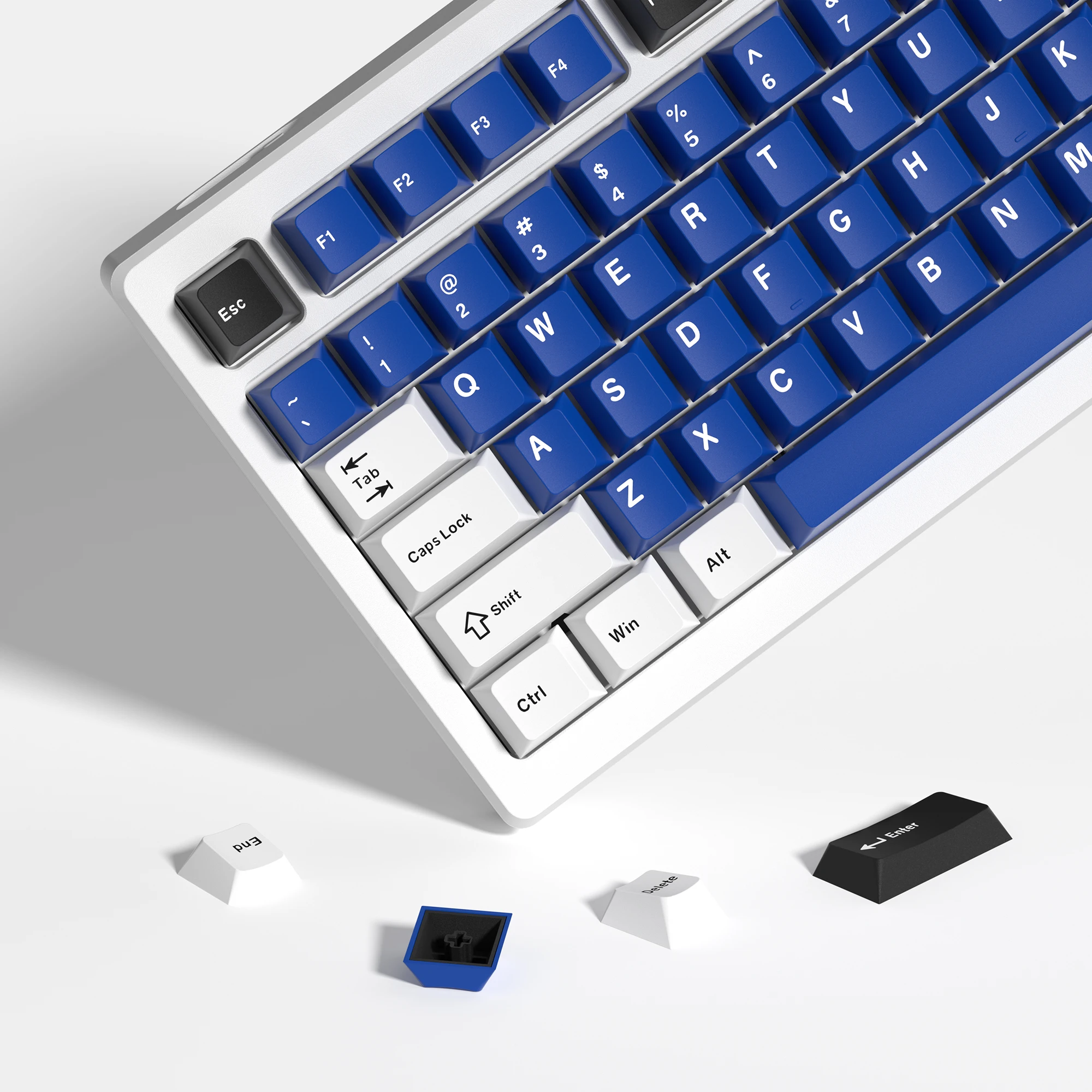 Womier 138 Keys Retro Blue White PBT Keycap Double Shot Cherry