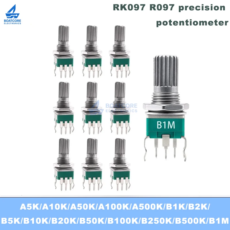 10PCS RK097 R097 Potentiometer 15mm Shaft Vertical Single Rotary 3Pin with Bracket A/B10K 5K 1K 2K 20K 50K 100K 250K 500K 1M