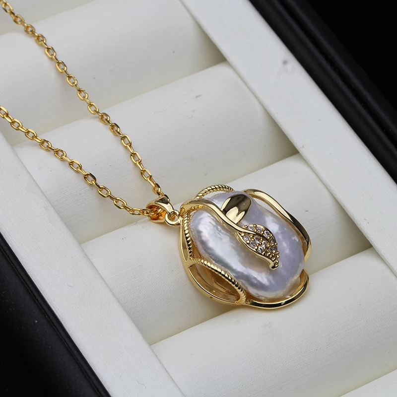 Real Natural Cultured Pearl Pendant Silver For Women,White Fresh water 925 Pearl Pendant Wife Mother Birthday Gift Black
