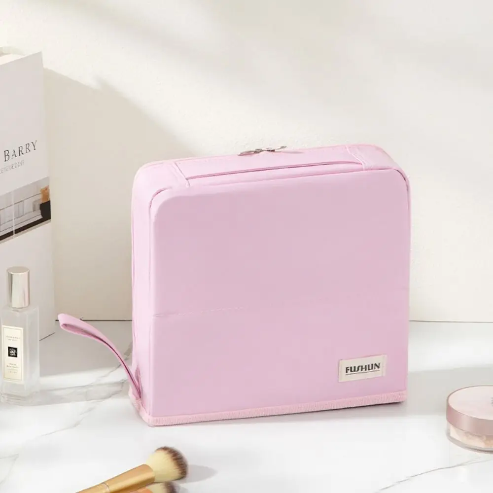 PU Vertical Makeup Bag Standable Large Capacity Skincare Storage Bag Waterproof Multifunctional Makeup Brush Storage Pocket