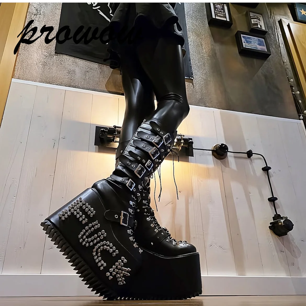 

Ботинки на толстом каблуке с заклепками и платформой, женская обувь Zapatos Mujer, женские ботинки в готическом стиле в стиле панк, женская обувь на танкетке