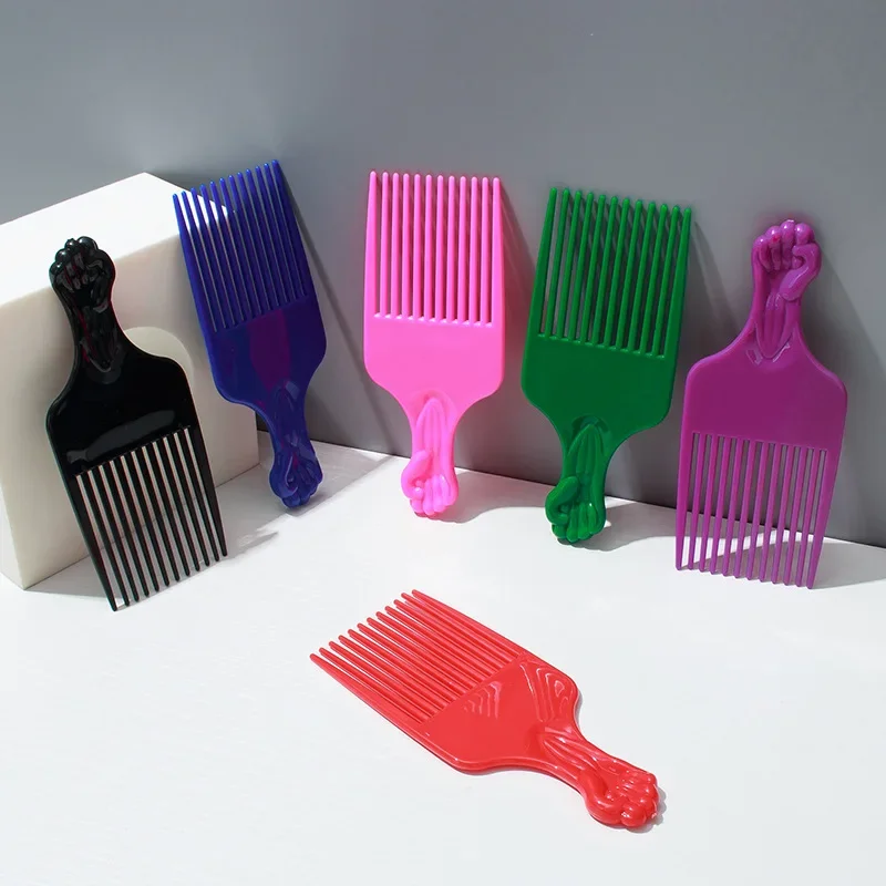 1 Piece Wide Teeth Brush Pick Comb Fork Hairbrush Insert Hair Pick Comb Plastic Gear Comb  Curly Afro Hair Styling Tools