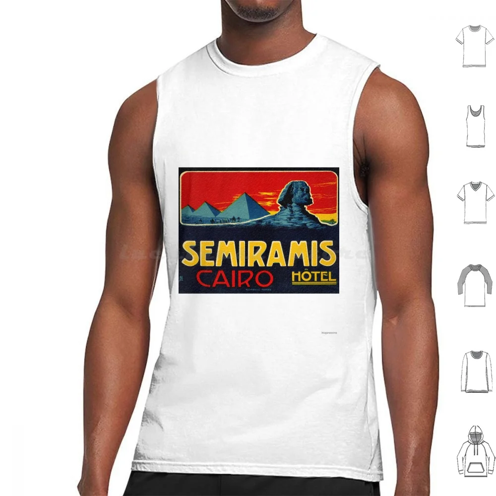 Egypt-Cairo-Semiramis-Vintage Luggage Label Tank Tops Vest Sleeveless Egypt Cairo Semiramis Travel Label Luggage Hotel