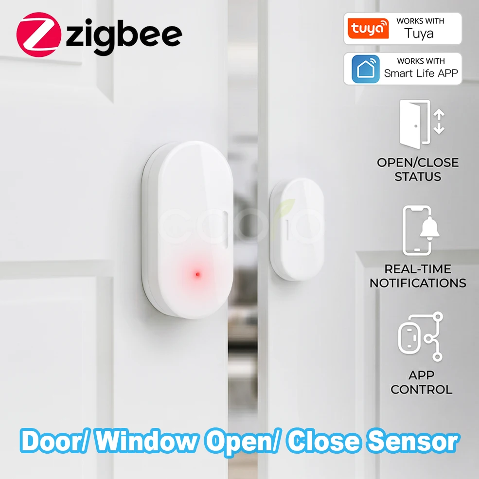 

Tuya Zigbee 3.0 Smart Door Sensor Magnetic Window Entry Security Alarm for Z2M Smart Life Alexa Google Home for Home Security