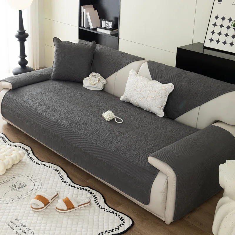 

Washed Cotton Sofa Cushion Modern Seat Cushion Non-slip Embroidery Jacquard Sofa Cover Homes Four Seasons Universal Sofa Cover
