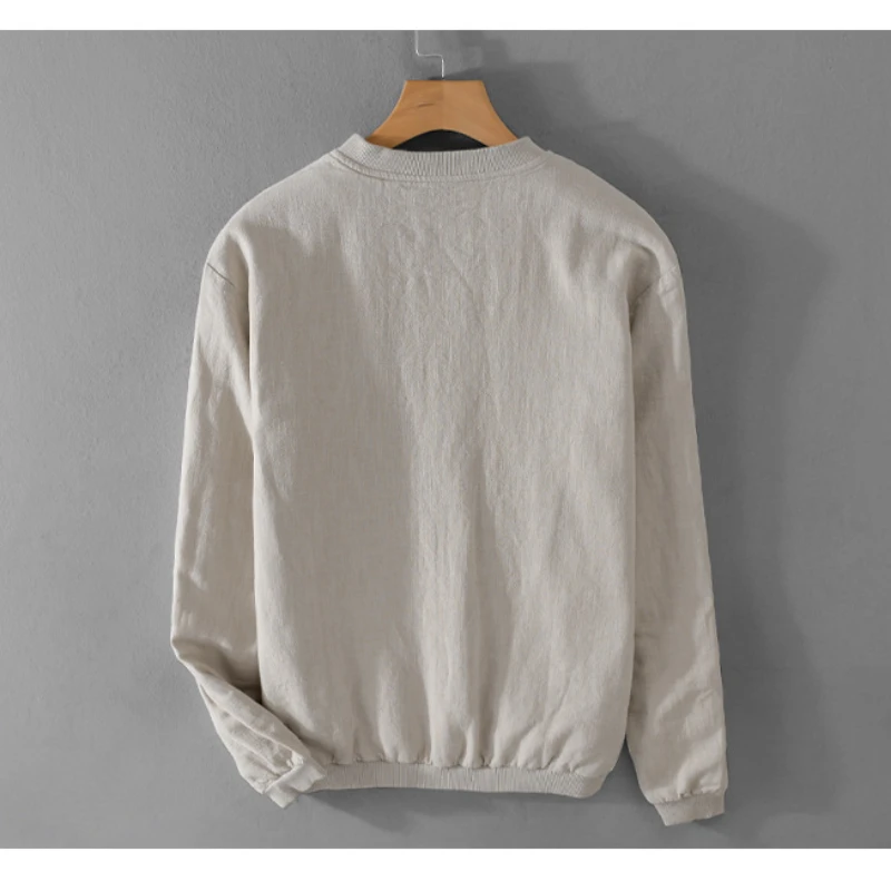 Men's Spring Autumn Clothing Linen Jacket, Cotton and Linen Men's Jacket, Simple Stand Collar Casual Loose Travel Camping Top