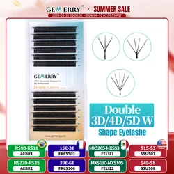 Ресницы Накладные Gemerry 4D/6D/8D/10D W, мягкие с двумя наконечниками, с объемом 8-15 мм, веер для наращивания ресниц
