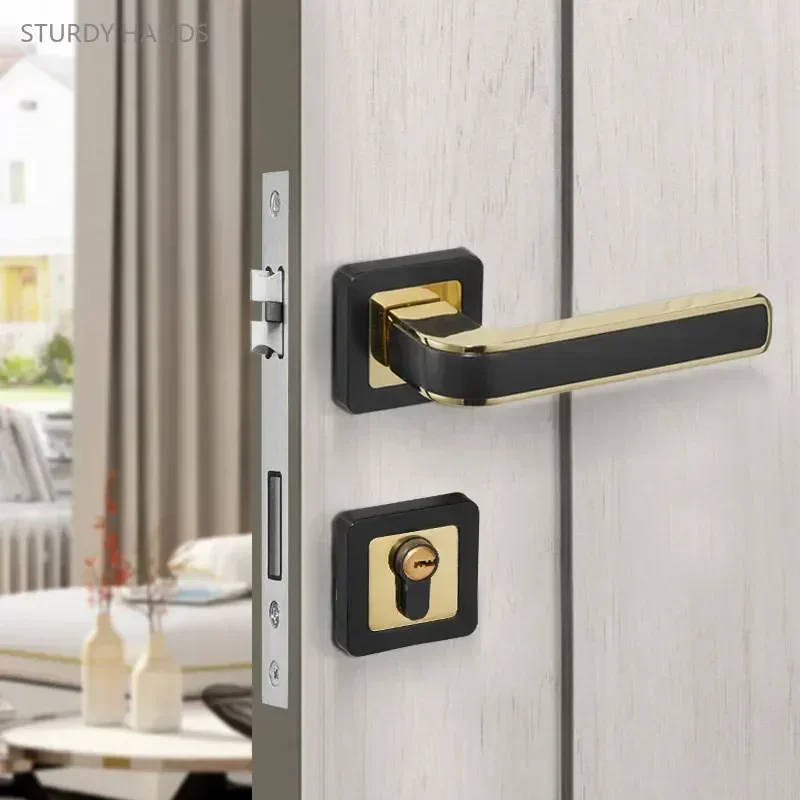 Modern Silent Safety Door Locks Interior Zinc Alloy Door Handle Lock Household Room Mute Anti-theft Lock Hardware Accessories