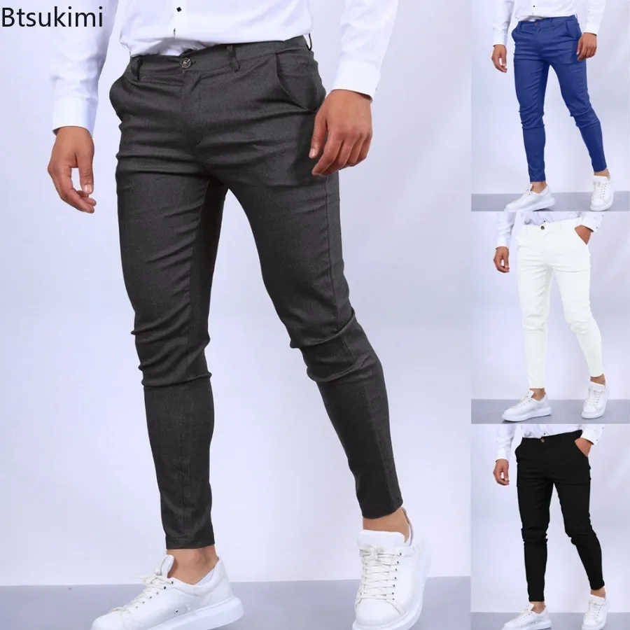 2024 neue Casual Hosen Stilvolle männer Slim Solide Bleistift Hosen Männlichen Komfortable Business Formale Hosen Vier Saison Heißer Verkauf Hosen