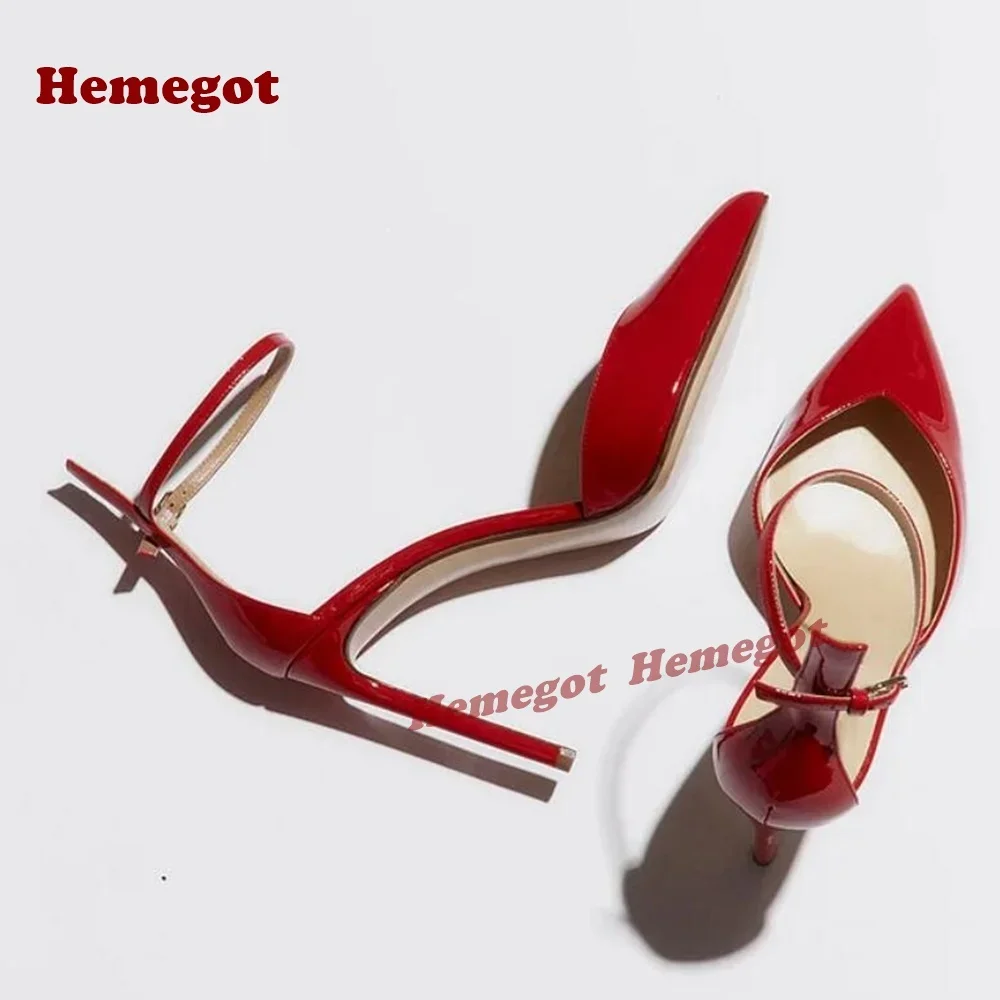 

Black Women's Patent Leather Ankle Strap Heels Pointed Toe Black Pumps Buckled Stiletto Party Shoes 2025 New Arrival Luxury Sexy