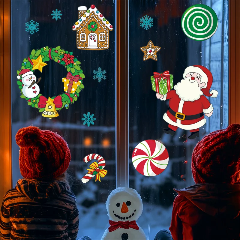 Funny Christmas Puzzle Stickers Cartoon Santa Claus DIY Decoration Toys Stickers Creative Wall Decoration Stickers Gifts