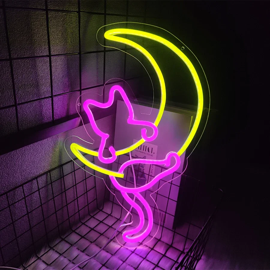 

В гостиных, игровых комнатах, барах и клубах, милые мультяшные светодиодные вывески, неоновые вывески Луны и кошек, используются для художественного декора.