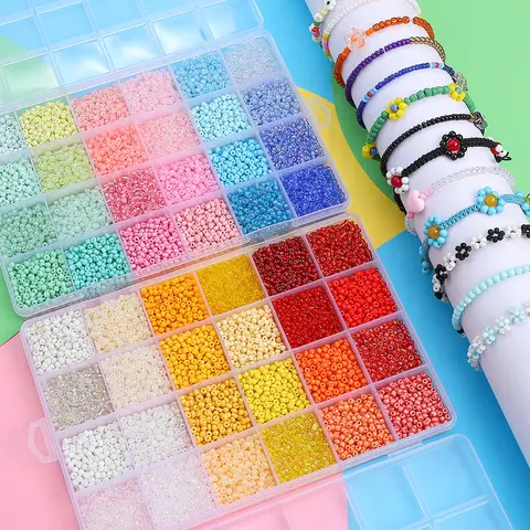 เซตลูกปัดแก้ว3มม. 24ช่อง (1ถุง)｜ชุดอุปกรณ์ทำเครื่องประดับครบวงจร (สร้อยข้อมือ สร้อยคอ ต่างหู) 12000ชิ้น