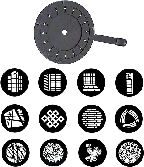 Adjustable Aperture Iris Diaphragm(Supports gobos) for Optical snoot can Adjust The Size of Aperture and gobo's Projection