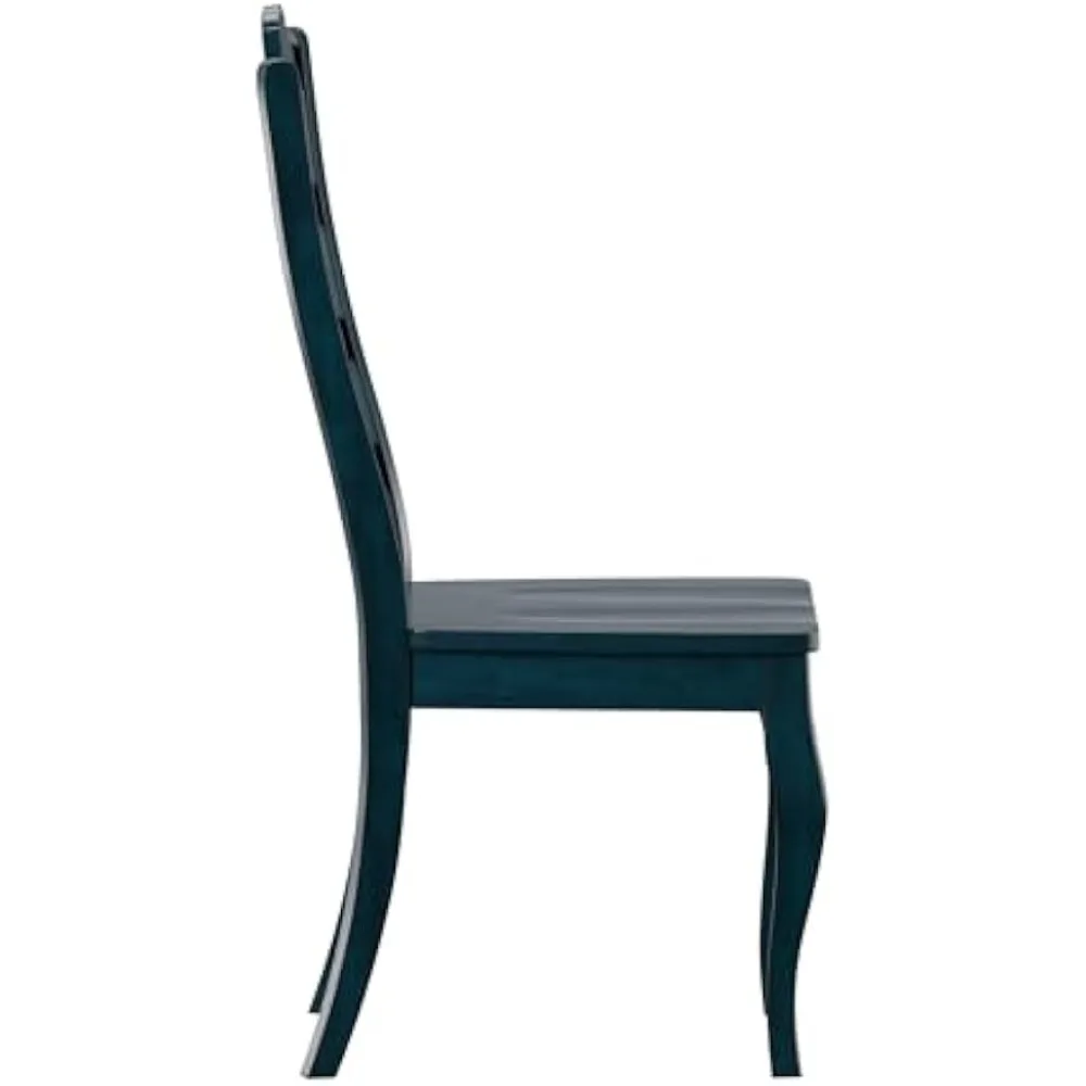 

Trapezoidal Back Dining Chair Set of 2, Dark Denim Blue Antique Wood Finish