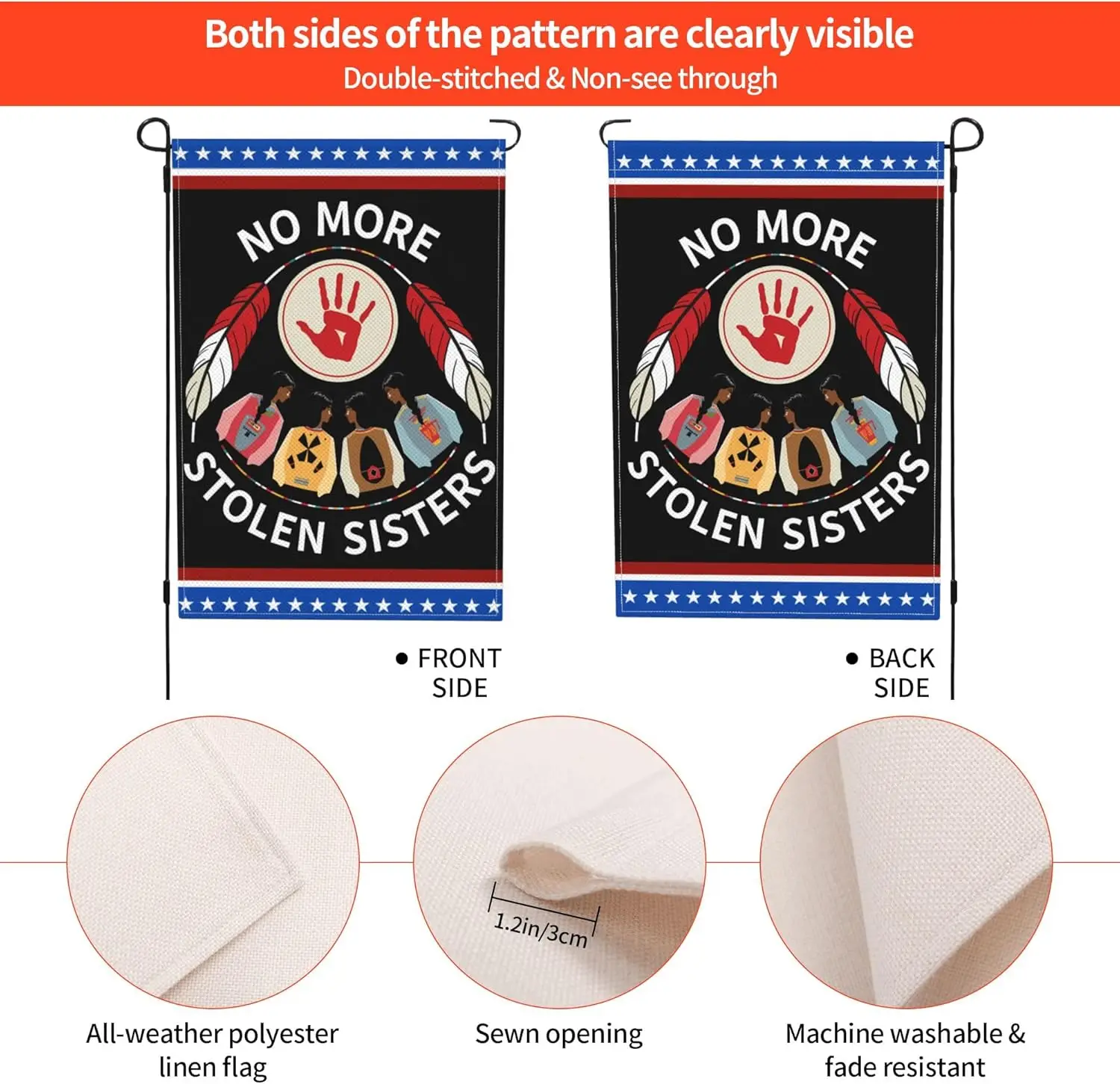 No More Stolen Sisters Flag Protect Native American Garden Flags 12x18 Double Sided Burlap Yard Signs JJM WWL IIC