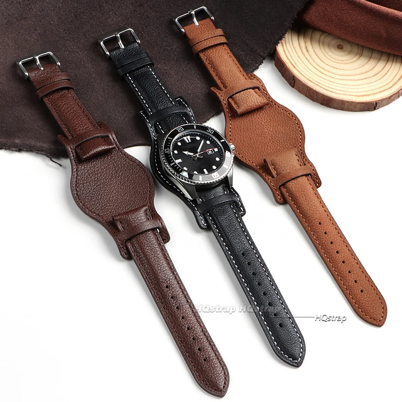 18mm 20mm 22mm Echtes Leder Uhrenarmband mit Mattarmband Retro Schwarz Braun Kaffee Herren Damen Armband Armband Ersetzen für Seiko – Detail 4