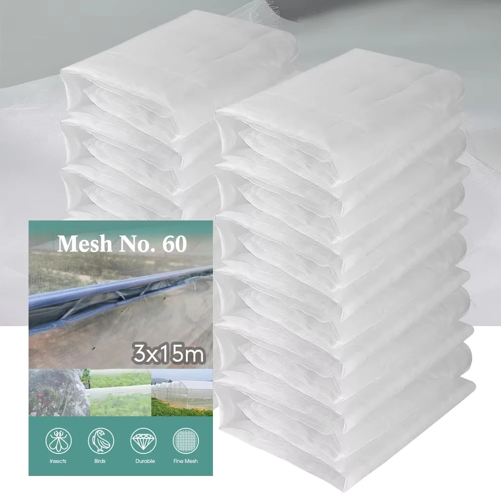 60 Mesh 3Mx15M Garden Insect Net for Plant Vegetable Protection Cover Fruit Netting Agriculture Pest Control Insect-Proof Net