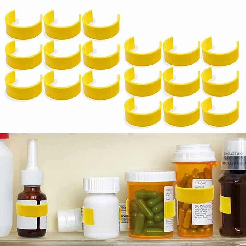 1/5/10/20Pcs Medicine Bottle Label Clips For Easy Medication Identification Portable Pill Bottle Clip Perfect For Daily Use