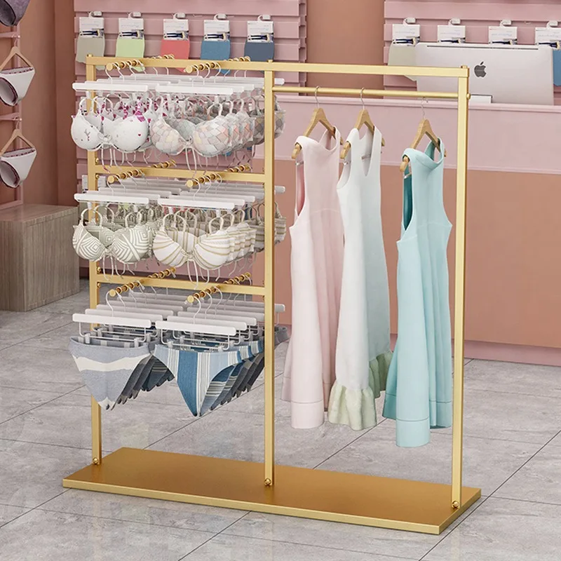 

Clothing store underwear, underwear display rack, single-sided floor-to-ceiling skirt bra rack against the wall